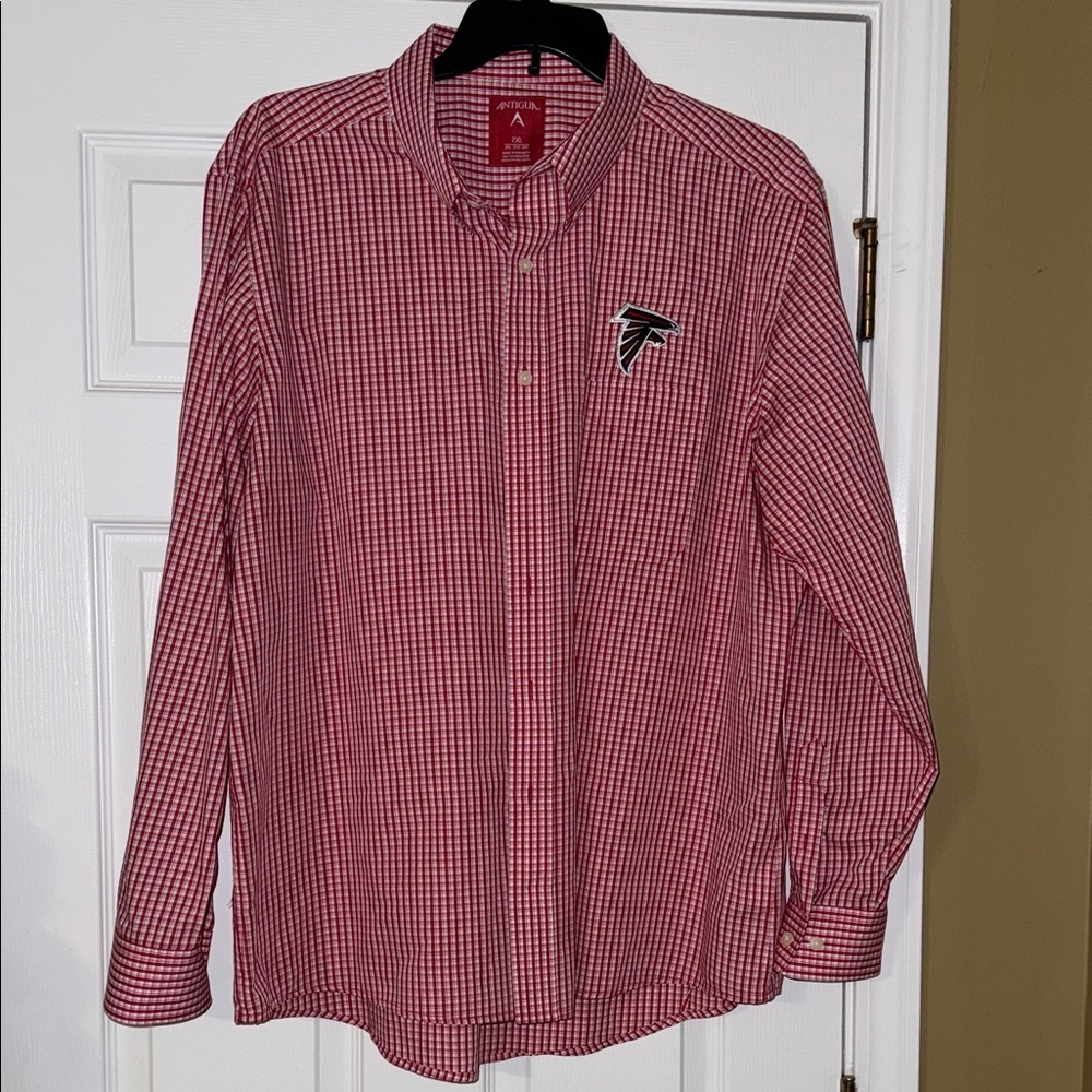 Antigua Red and White Falcons Checkered Men's Shirt 2XL